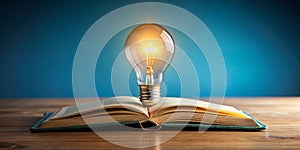 Bright light bulb on the open book for smart idea learning concept Generative AI