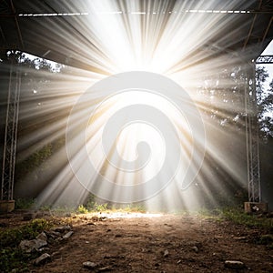 Bright light burst isolated on white background