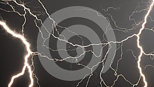 Bright lightning on a black background. Electrical discharges. Generated AI.