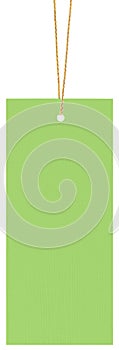 Bright Lime Green Rectangular Embossed Cardboard Sale Tag, Golden Siny String, Price Label Badge Background Rectangle, Blank