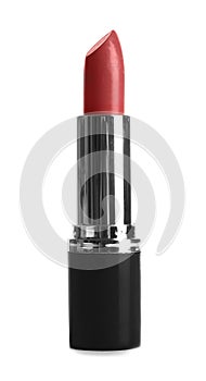 Bright lipstick on white background. Professional makeup