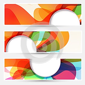 Bright liquid flow colorful banners set