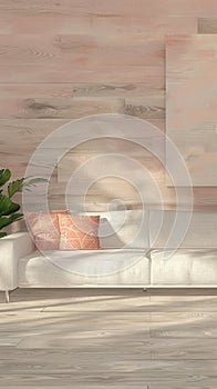 Bright living room with large windows and white walls, modern style home with pastel colors AI Generated