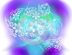 Bright llilac with green background