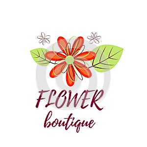 Bright logo for a flower shop. bouquet wedding , floral boutique, beauty salon