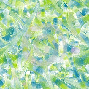 Bright long green and blue liquid brush strokes with reflection. Multicellular organism imitation. Candy imitation. Seamless