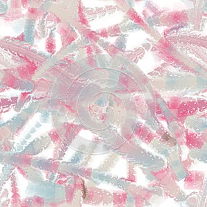 Bright long pink, blue and beige colored liquid brush strokes with reflection. Multicellular organism imitation. Candy imitation