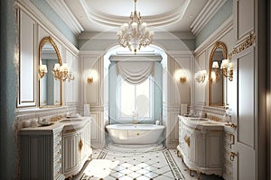 Bright luxury bathroom interior.