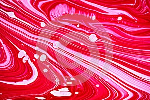 Bright magenta pink and white marbling raster background. Colorful liquid stripy minimalistic trendy paint texture. Rose