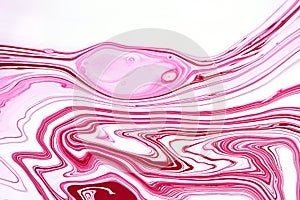 Bright magenta pink and white marbling raster background. Colorful liquid stripy minimalistic trendy paint texture. Rose