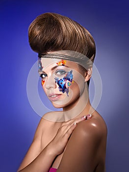 Bright make-up on beautiful model