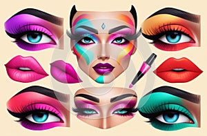 Bright makeup details on the facer Content creator with cosmetic