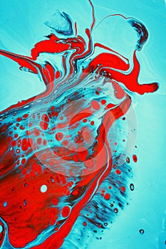 Bright marble texture formed by mixing colorful ink, abstract background
