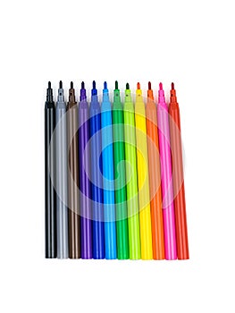Bright markers isolated on a white background.