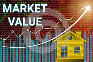 bright market value word isolated on graph and arrow background