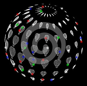 Bright Mesh 2D Abstract Aerostat Sphere with Light Spots