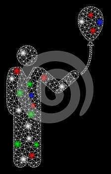 Bright Mesh 2D Man with Holiday Balloon with Light Spots