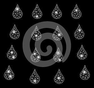 Bright Mesh 2D Water Drops with Flash Spots