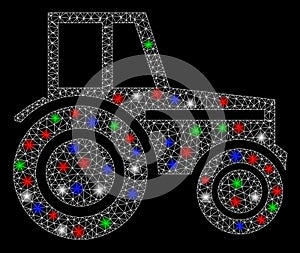 Bright Mesh 2D Wheeled Tractor with Light Spots