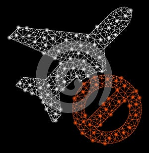 Bright Mesh Wire Frame Airplane Closed with Flash Spots