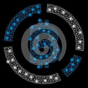 Bright Mesh 2D Bitcoin Diagram with Flash Spots
