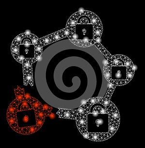 Bright Mesh 2D Broken Blockchain Network with Flash Spots