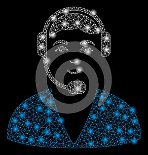 Bright Mesh Network Call Center Operator with Light Spots