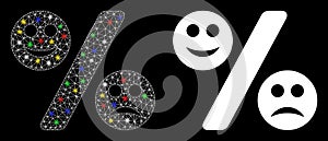 Bright Mesh Carcass Emotion Percent Icon with Flash Spots