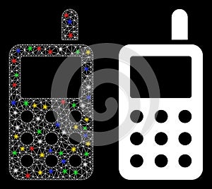 Bright Mesh 2D Cell Phone Icon with Light Spots