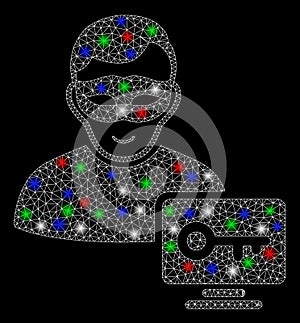 Bright Mesh 2D Computer Hacker with Light Spots