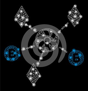 Bright Mesh 2D Cryptocurrency Blender Rotor with Light Spots photo