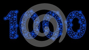 Bright Mesh 2D 1000 Digits Text with Flash Spots