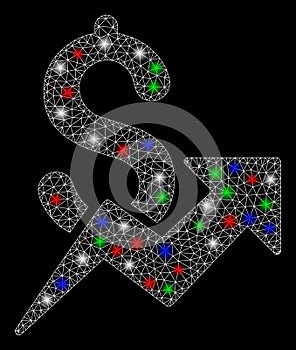 Bright Mesh 2D Dollar Growth with Flare Spots