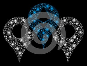 Bright Mesh 2D Ethereum Map Pointers with Flash Spots
