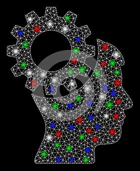 Bright Mesh 2D Thinking Gear with Light Spots