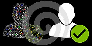 Bright Mesh 2D User Valid Icon with Light Spots