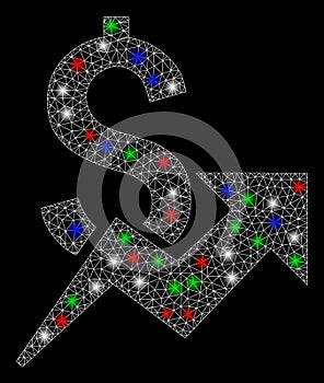 Bright Mesh 2D Dollar Growth with Light Spots