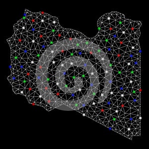 Bright Mesh 2D Libya Map with Flare Spots