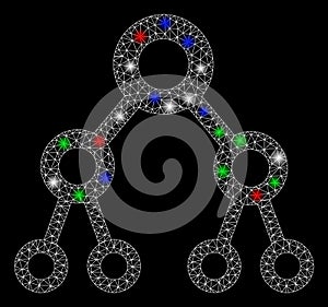 Bright Mesh Network Binary Tree with Light Spots