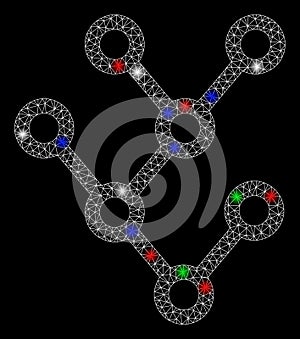 Bright Mesh Network Binary Tree with Light Spots