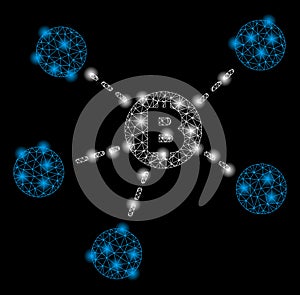 Bright Mesh Network Bitcoin Net Structure with Flare Spots
