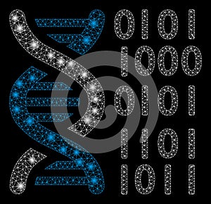 Bright Mesh Network DNA Binary Code with Flash Spots
