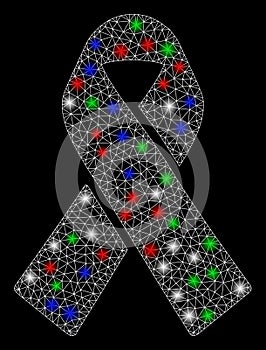 Bright Mesh Network Mourning Ribbon with Flash Spots