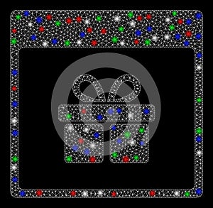 Bright Mesh Network Present Box Calendar Page with Flare Spots