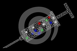 Bright Mesh Network Syringe with Light Spots