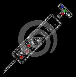 Bright Mesh Network Syringe with Flare Spots