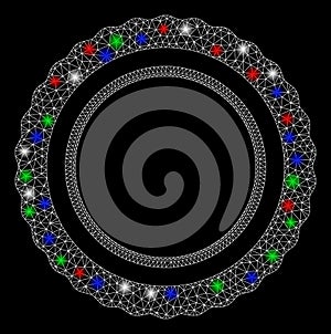 Bright Mesh Wire Frame Double Certificate Rosette Frame with Flash Spots