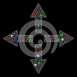 Bright Mesh Wire Frame Expand Arrows with Flash Spots