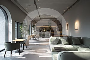 Modern Cafe Interior with Minimalist Design
