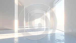 Bright Modern Architectural Corridor with Sunlight